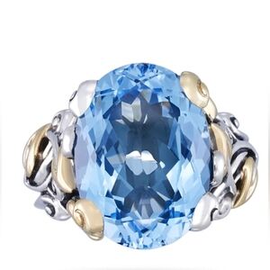 Barbara Bixby Zen Garden Vine Ring - 18k Gold Accents- Blue Topaz